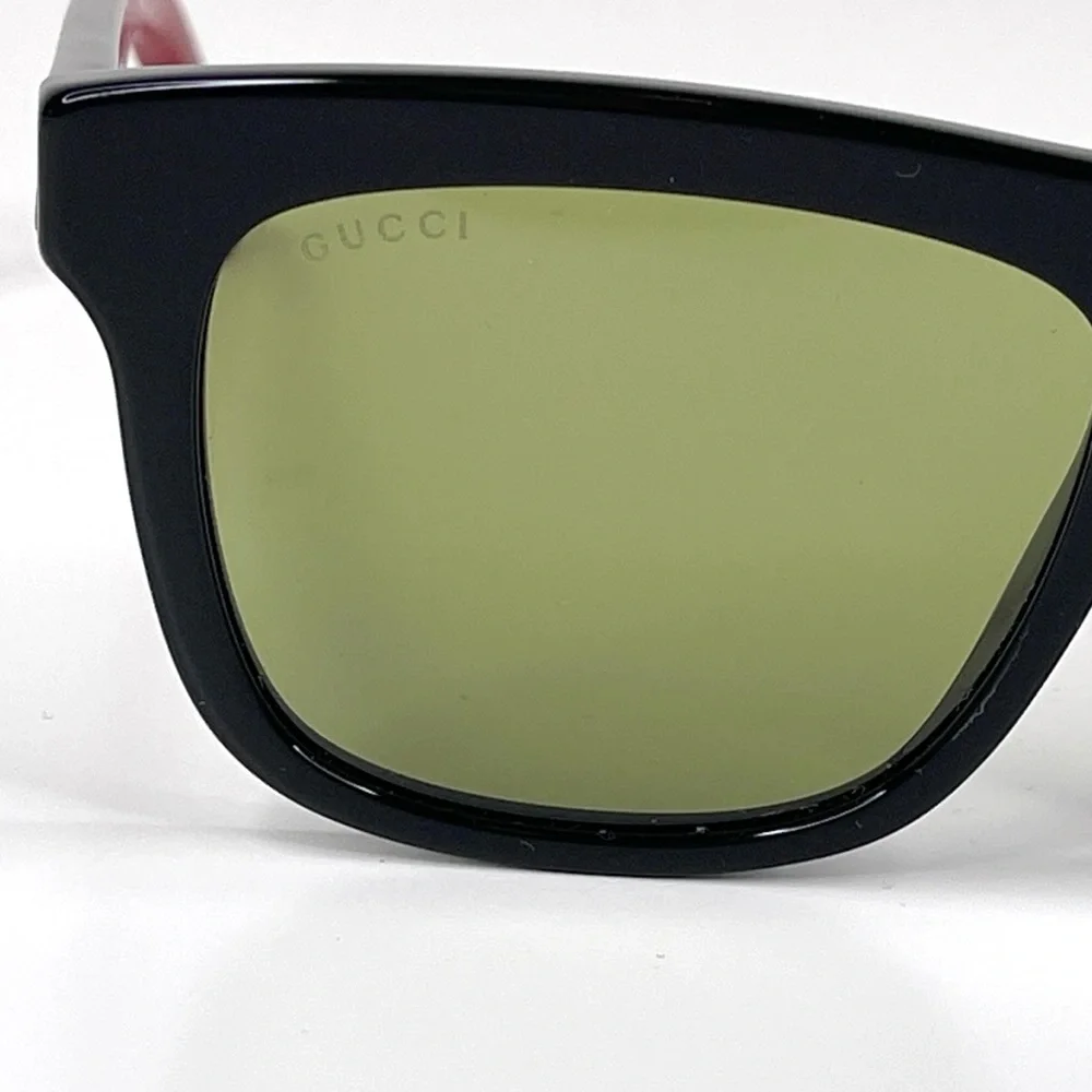 GUCCI Square Sunglasses NEW Black Red Green GG0158S 004 54 Made In Italy - Picture 4 of 16